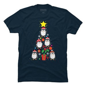 Men's Design By Humans Penguin Christmas Tree By NekoShop T-Shirt - 1 of 4