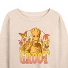 Women's - Marvel - Guardians of the Galaxy Groot Florals Lightweight French Terry Wide Neck Long Sleeve Shirt - 2 of 4