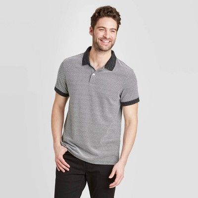 dark gray polo shirt