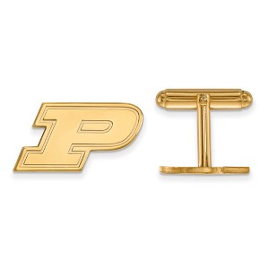 Black Bow Jewelry 14k Yellow Gold Plated Sterling Silver Purdue Boilermakers NCAA Cuff Links - 1 of 3