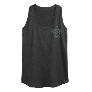 Women's - Instant Message - Nautical Sea Turtle Graphic Racerback Tank - 1 of 4