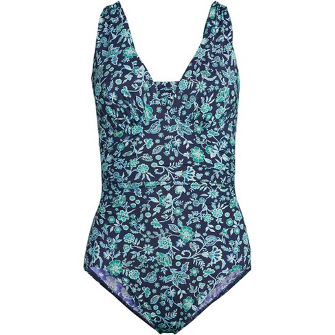 Lands' End Women's Slendersuit Grecian Tummy Control Chlorine