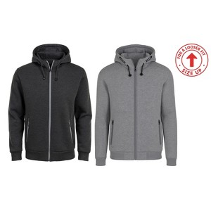 Blu Rock  Men's Slim Fit  Faux Shearling Fleece Lined Classic Tech Full Zip Hoodie -2 Pack - 1 of 3