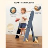 GROWNSY Foldable Toddler Tower, Toddler Kitchen Stool Helper, Folding Step Stool with 3 Adjustable Height, Ages 18 Months to 6 Years (Blue Gray) - 2 of 4