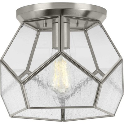 Cinq Brushed Nickel and Glass Geometric Flush Mount Light