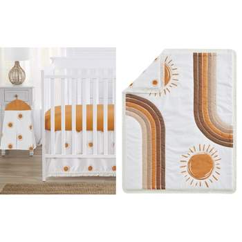 Sweet Jojo Designs Baby Crib Bedding Set - White and Pumpkin Boho Sun Collection 4pc