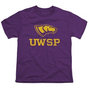 University Of Wisconsin Stevens Point Distressed Primary Kids T-Shirt For Youth Purple - 1 of 4