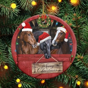 Lomsoe Christmas Horse Gifts Ceramic Christmas Ornaments 2025 for Tree Decor Horse Xmas Birthday Gift for Animal Lovers Farmhouse Decor - 1 of 1