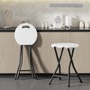 VECELO 18 in. Portable Folding Chair with Handle, Heavy Duty Round Fold Stool Chair, Foldable Stool for Indoor or Outdoor, Black/White - 2 of 4