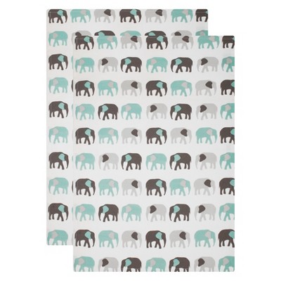 2pk Elephants Kitchen Towel White/Aqua - MU Kitchen