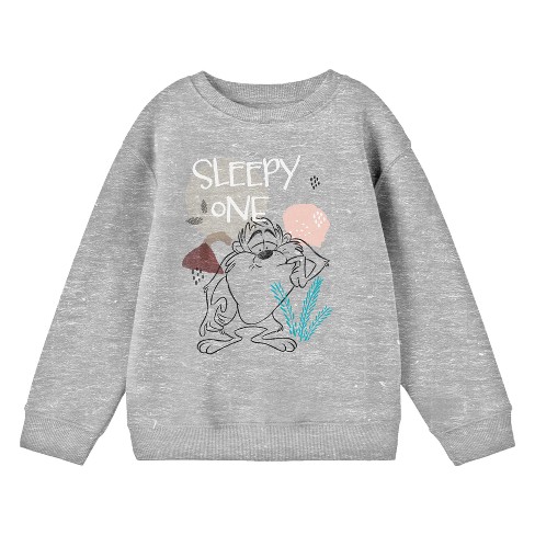 Looney Tunes Sleepy One Taz Youth Heather Gray Crew Neck Sweatshirt - image 1 of 2