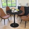 MAYEERTY 31.5" Small Round Dining Tulip Table, Wood Top, Metal Base, Seats 2-4, Black - 2 of 4