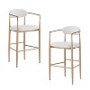 PAGED Modern Fabric Bar Height Stools Set of 2, Counter Stool Chair with Back, Arms and Iron Legs for Bar, Kitchen - 2 of 4