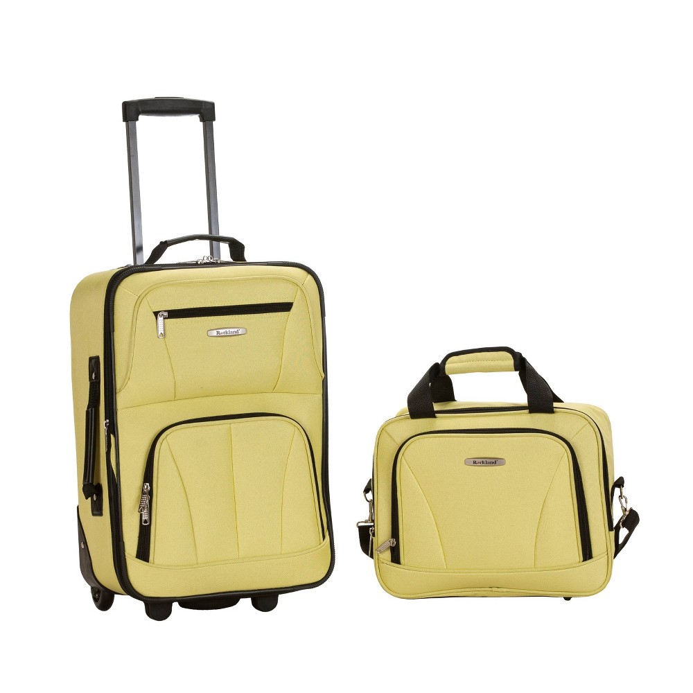 Photos - Travel Accessory Rockland Fashion 2pc Softside Checked Luggage Set - Lime 