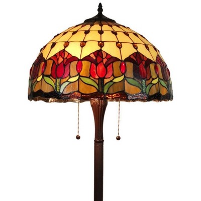 Amora Lighting Tiffany Style Tulips Floor Lamp With Handcrafted 18-Inch Shade
