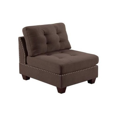 SYFERLORY Living Room Furniture Tufted Armless Chair Black Coffee Linen Like Fabric 1pc Armless Chair Cushion Nail heads Wooden Legs
