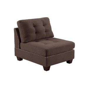SYFERLORY Living Room Furniture Tufted Armless Chair Black Coffee Linen Like Fabric 1pc Armless Chair Cushion Nail heads Wooden Legs - 1 of 1