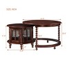 FONTOI Vintage Round Nesting Coffee Table with Storage 6 Bamboo-Shaped Doors, Sofa Table Coffee Tables for Living Room, Brown, 31.3"* 31.5"*20.4" - 3 of 4