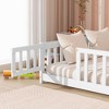 Sapphtopaz Kids Bed Frame, Rubber Wood Floor Bed with Safety Guardrails for Toddlers & Kids' Bedrooms (Twin/Full Size) - 3 of 4