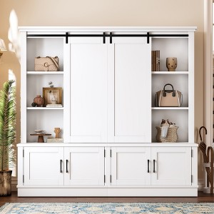 CIPACHO White Multifunctional Entryway Cabinet Tree Shaped Design Sliding Rails Ample Storage for Living Room Hallway - 1 of 4