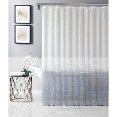 Dainty Home Linea Ombre Striped Linen Textured Shower Curtain - Navy ...