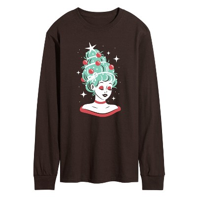 Men's - Instant Message - Vintage Christmas Tree Woman Long Sleeve Graphic T-Shirt