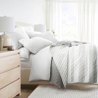 Geometric and Floral Modern Reversible Quilt and Shams Set - Becky Cameron