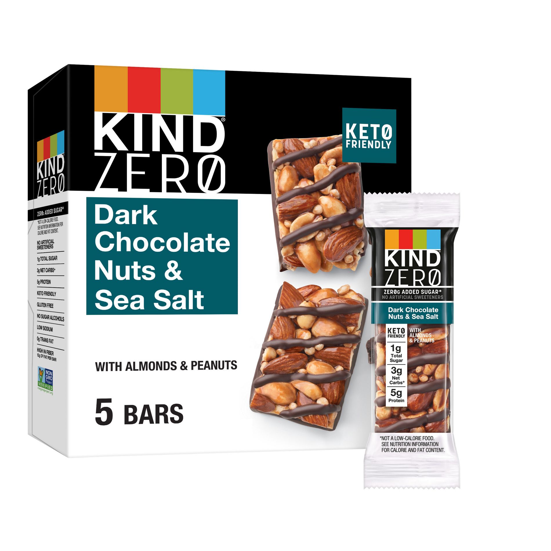 KIND Zero Dark Chocolate Nuts & Sea Salt Bars - 6.2oz/5ct