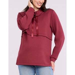 Women's Funnel Neck Pullover Nursing Sweatshirt | Motherhood Maternity - 1 of 4