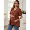 INSPIRE CHIC Women's Maternity Tops Boho Ruffled Notched Neck Short Sleeve Shirts Flowy Blouses - 2 of 4