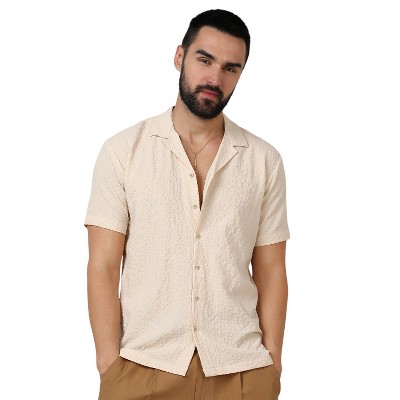 Campus Sutra Men Men's Pale Yellow Micro Creased Shirt