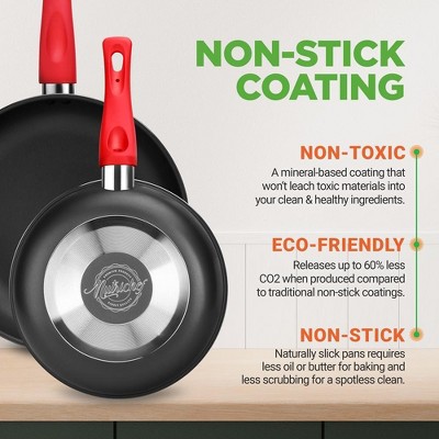NutriChef 21-Piece Black and Red Non-Stick Cookware Set