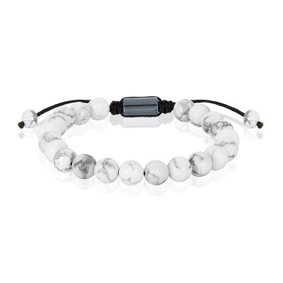 Crucible Men's Howlite Stone Bead Adjustable Bracelet (8mm)