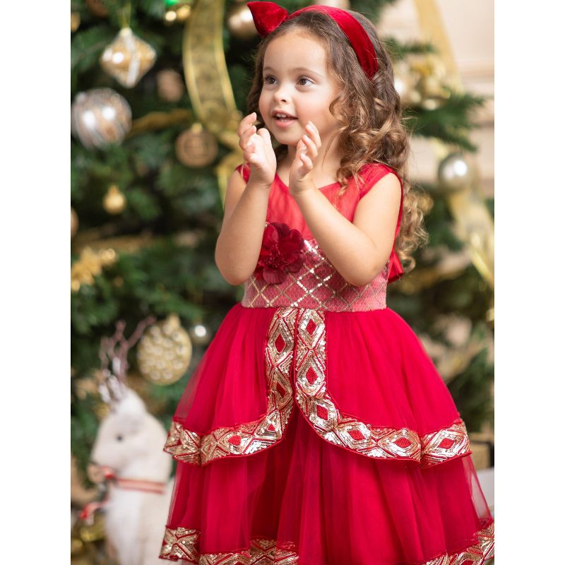 Girls Made To Sparkle Embroidered Tulle Holiday Dress - Mia Belle Girls, 5 of 6