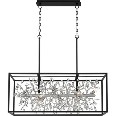 Carrine Contemporary Black Crystal 46" Linear Pendant Chandelier