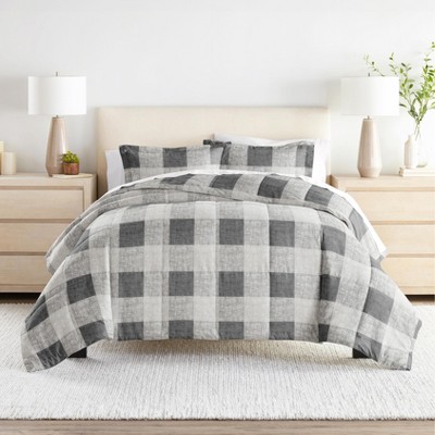 King/California King Gingham Gray Down Alternative Comforter Set
