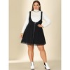 Agnes Orinda Women's Plus Size Fashion A-Line Zipper Solid Lace Trim Mini Suspender Skirt - 3 of 4