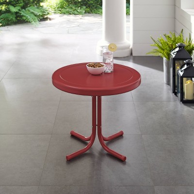 Griffith Red 25" Retro Metal Outdoor Side Table