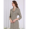 Hobemty Women's Tweed 3/4 Sleeve Lapel Collar Button Down Sheath Dress - 4 of 4
