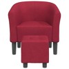 vidaXL Modern Tub Chair with Footstool, Comfortable Upholstered Living Room Lounge Chair - Wine Red - 3 of 4