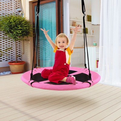 Pink and Black 40'' Flying Saucer Tree Swing with Steel Frame