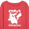 Women's - Pokémon - Pikachu Kanji Lightweight French Terry Wide Neck Long Sleeve Graphic Shirt - 2 of 4