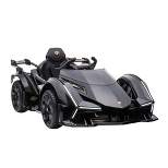 Aosom Kids Ride On Sports Car, 12V Battery Powered Electric Toy, w/ Parent Remote Control, Bluetooth, Horn, Music & LED Headlights Taillights, for 3-6 Years Old, Black