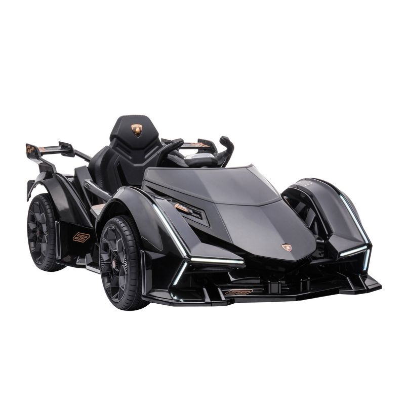 Aosom Kids Ride On Sports Car, 12V Battery Powered Electric Toy, w/ Parent Remote Control, Bluetooth, Horn, Music & LED Headlights Taillights, for 3-6 Years Old, Black, 1 of 9