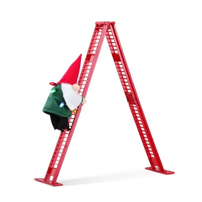 Mr. Christmas Climbing Gnome on Ladder Animated Musical Christmas Decoration - 17"
