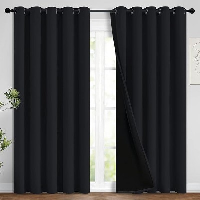 Yakamok Room Darkening Thermal Insulated Blackout Curtains for Bedroom (62Wx84L,Black 2 Panels)