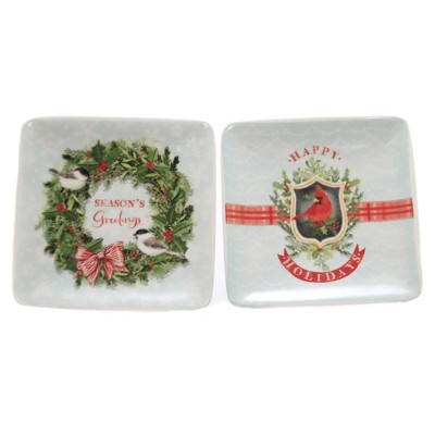 Tabletop 4.0" Season Greetings Dish Set/2 Christmas Creative Co-Op  -  Dining Plates