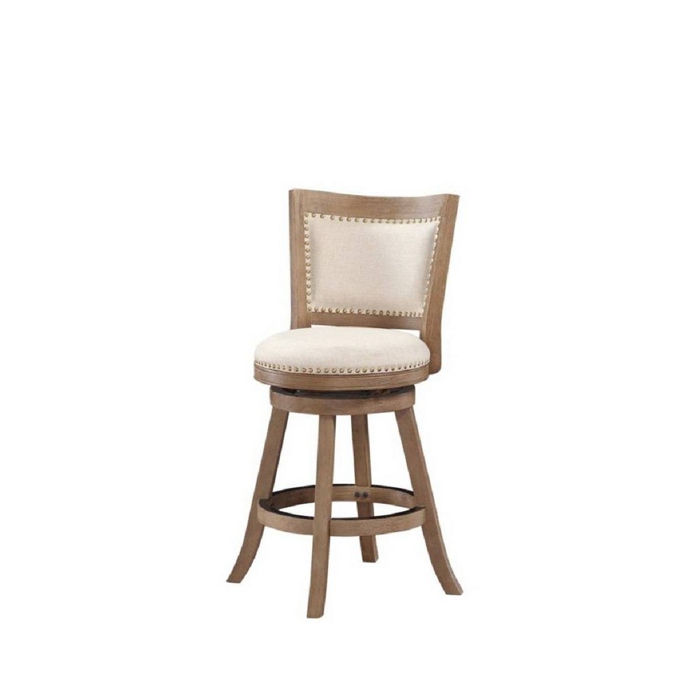 Photos - Chair Boraam 24" Melrose Distressed Counter Height Barstool Driftwood Ivory: Padded Back, Hardwood Frame, 300lb Capacity