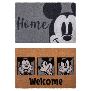 Mickey Mouse 2pk Coir Door Mats Gray: Slip Resistant, Outdoor Welcome Mats - 1 of 4