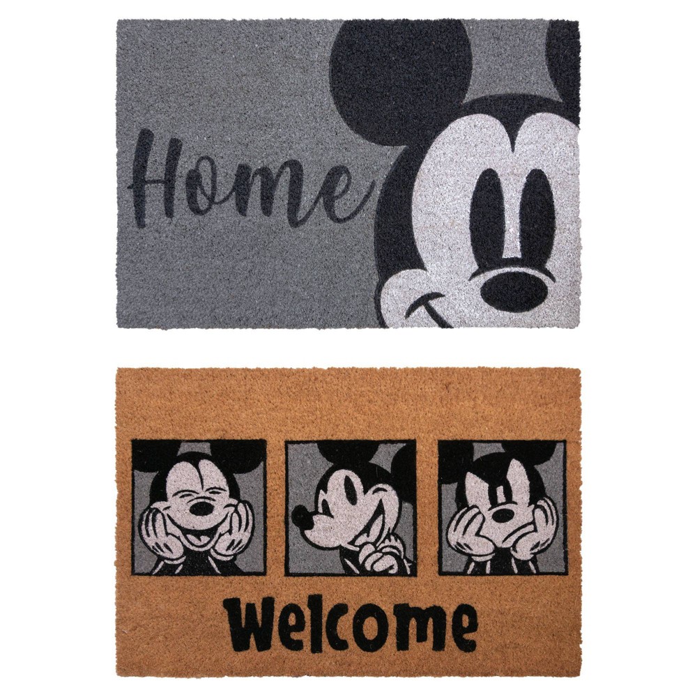 Photos - Doormat Disney Mickey Mouse 2pk Coir Door Mats Gray 